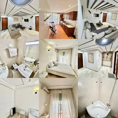 a collage of photos of a hotel room at Le repos parfait in Casablanca
