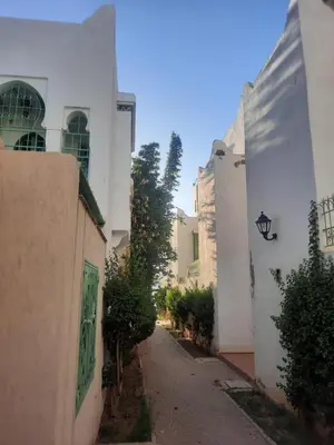 an alley with white buildings and a street light at Casitademama in Sidi Yahia az Zaʼer