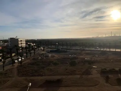 a view of a city with trees and a street at Park Plaza studio quiet comfort No one opposite in Mohammedia