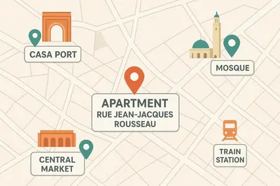 a map of the different types of architecture at Modern Central Apartment in Casablanca in Casablanca