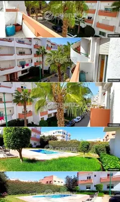 a collage of pictures of buildings and palm trees at Resedence lettoral in Mohammedia