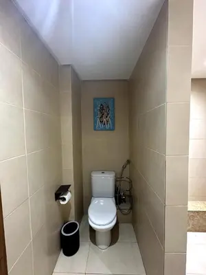 a bathroom with a toilet and a picture on the wall at La Perle Aïn Diab Beachfront in Casablanca