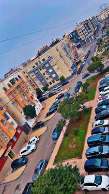 an aerial view of a parking lot with parked cars at Le bon coin in Casablanca
