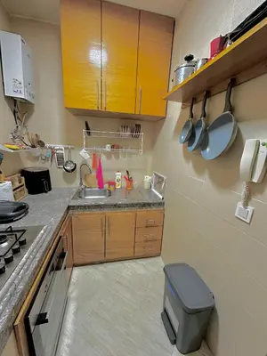 a small kitchen with a sink and a stove at Cozy appartement Rabat Wifak 5min de Harhoura beach in Temara