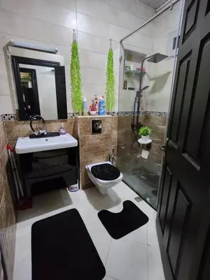 a bathroom with a shower and a toilet and a sink at Apartment or Rooms for couples and single people in luxurious apartment in Rabat