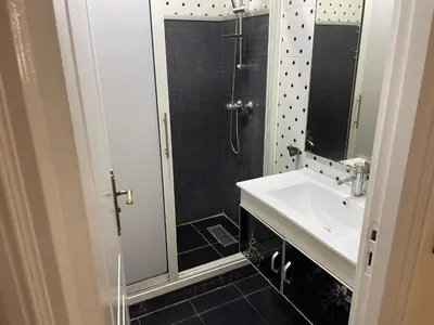 a bathroom with a sink and a shower at Casablanca B& in Casablanca