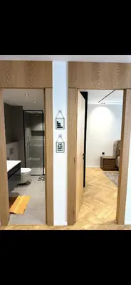 a room with an open door to a bathroom at Apartment in Maarif in Maarif
