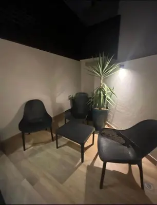 a room with two chairs and a table and a plant at Prestige appartements in Casablanca