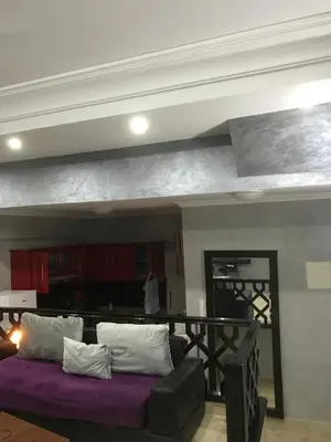 a living room with a couch and a mirror at Casablanca centre ville in Casablanca