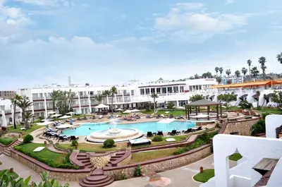 an aerial view of a resort with a swimming pool at Casablanca Le Lido Thalasso & Spa (ex Riad Salam) in Casablanca