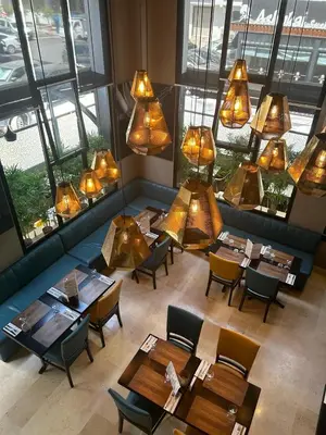 an overhead view of a restaurant with tables and chairs at Yto boutique Hotel in Casablanca
