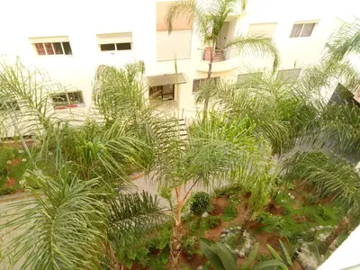 a group of palm trees in front of a building at Apartment with Terrace in Casablanca