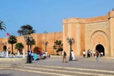 a group of people standing in front of a building at Beautiful apart Agdal in Rabat