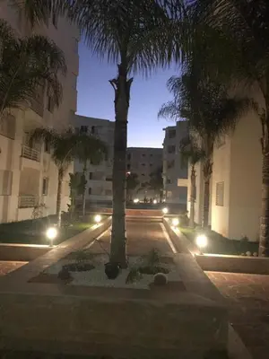 a palm tree in front of a building with lights at BOUZNIKA au centre de Bouznika in Bouznika