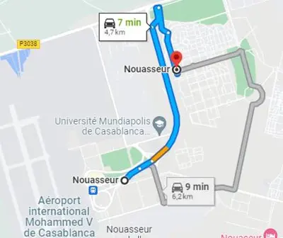 a map of the route of the metro exodus at Airport to Comme à la maison 2 in Derroua