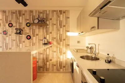 a kitchen with a sink and a counter top at Le Vintage Dead Sea in Casablanca